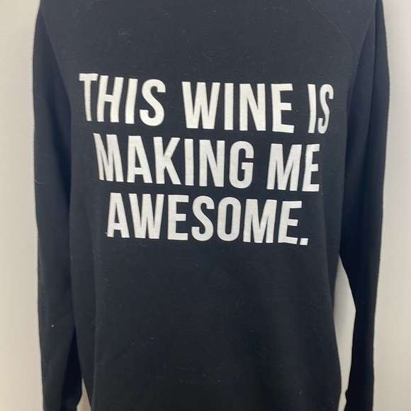 Brunette The Label “This Wine Is Making Me Awesome" Crew - Black Sz S/M - Picture 3 of 6